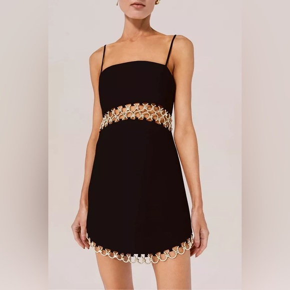 Alexis New Gaudy Golden Ring Cut Out Crepe Mini Dress Size L - Picture 3 of 16